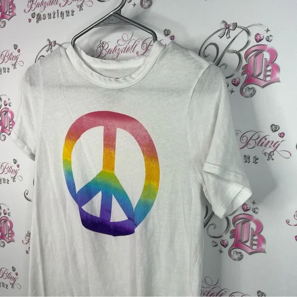 Chasor tee tshirt rainbow graphic top Peace Sign T-Shirt - Picture 4 of 7